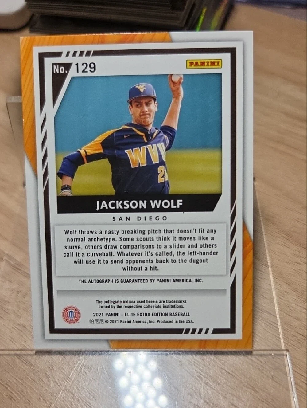 2021 Panini Elite Extra Edition Jackson Wolf Autograph Card - Blue, Gold, Black